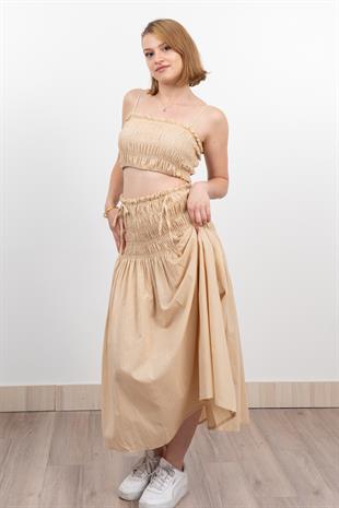 Omuz Askılı Gipeli Üst ve Beli Lastikli Etek Takım 1261