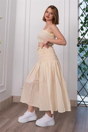 Omuz Askılı Gipeli Üst ve Beli Lastikli Etek Takım 1261