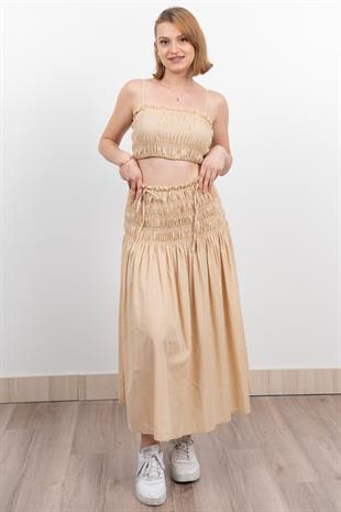 Omuz Askılı Gipeli Üst ve Beli Lastikli Etek Takım 1261