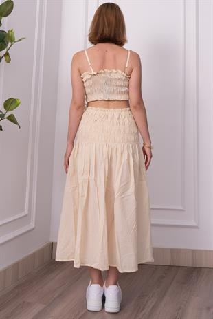 Omuz Askılı Gipeli Üst ve Beli Lastikli Etek Takım 1261