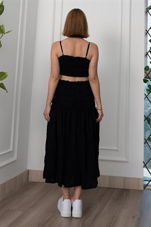 Omuz Askılı Gipeli Üst ve Beli Lastikli Etek Takım 1261