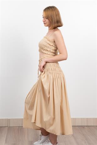 Omuz Askılı Gipeli Üst ve Beli Lastikli Etek Takım 1261