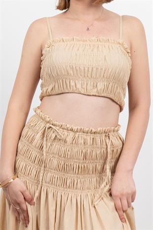 Omuz Askılı Gipeli Üst ve Beli Lastikli Etek Takım 1261