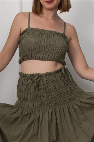 Omuz Askılı Gipeli Üst ve Beli Lastikli Etek Takım 1261