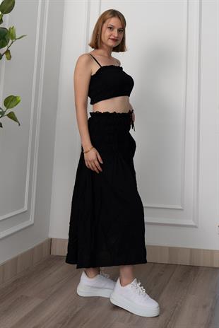 Omuz Askılı Gipeli Üst ve Beli Lastikli Etek Takım 1261