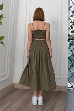 Omuz Askılı Gipeli Üst ve Beli Lastikli Etek Takım 1261