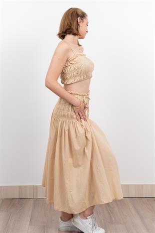 Omuz Askılı Gipeli Üst ve Beli Lastikli Etek Takım 1261