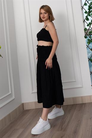 Omuz Askılı Gipeli Üst ve Beli Lastikli Etek Takım 1261