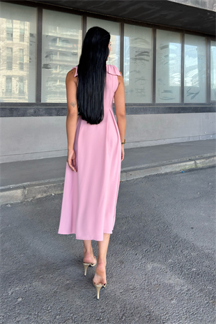 Omuz Fiyonk Detaylı Uzun Elbise 50332