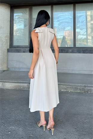 Omuz Fiyonk Detaylı Uzun Elbise 50332