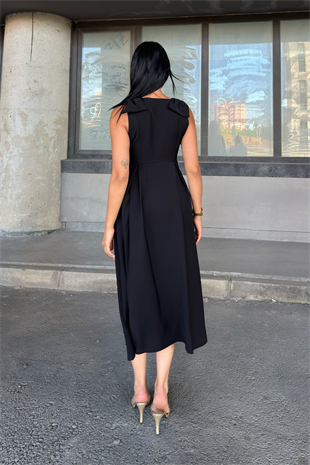 Omuz Fiyonk Detaylı Uzun Elbise 50332