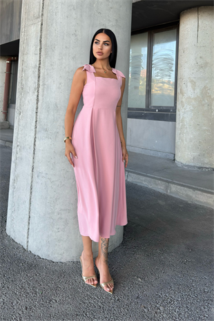 Omuz Fiyonk Detaylı Uzun Elbise 50332