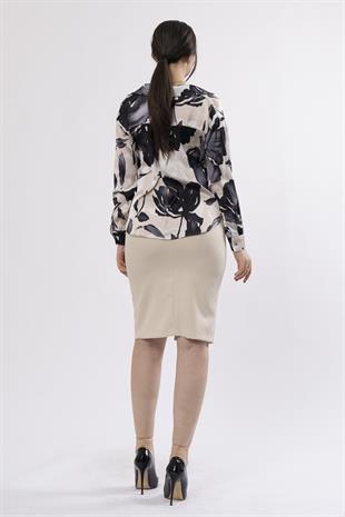 Ön Alt Ucu Drapeli Bağlı Saten Gömlek 7954