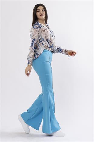 Ön Alt Ucu Drapeli Bağlı Saten Gömlek 7954