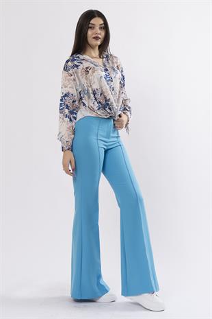 Ön Alt Ucu Drapeli Bağlı Saten Gömlek 7954