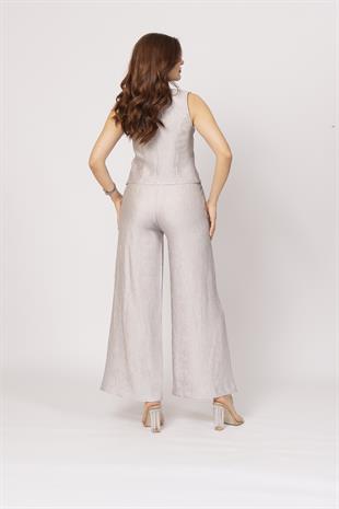 Ön Biye Bağlamalı Yelek ve Beli Lastikli Pantolon Takım 1213