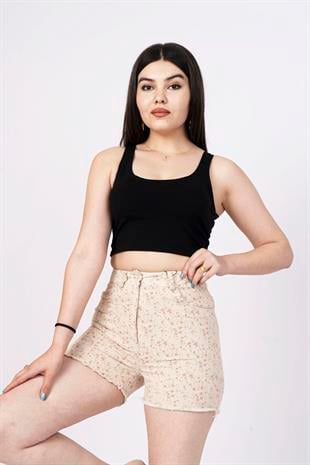 Ön Cepli Çiçek Desenli Kısa Şort 30084