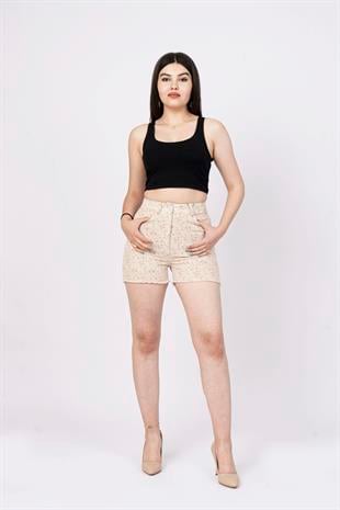 Ön Cepli Çiçek Desenli Kısa Şort 30084