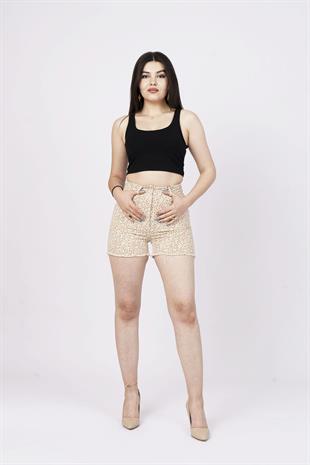 Ön Cepli Çiçek Desenli Kısa Şort 30084