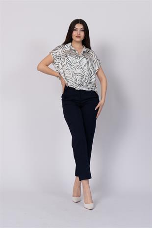 Ön Düğümlü Desenli Kolsuz Gömlek 70024