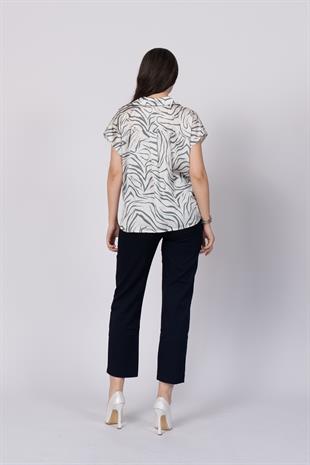Ön Düğümlü Desenli Kolsuz Gömlek 70024