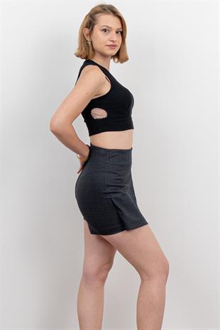Ön Kruvaze Mini Şort Etek 30167