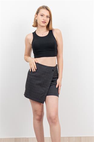 Ön Kruvaze Mini Şort Etek 30167