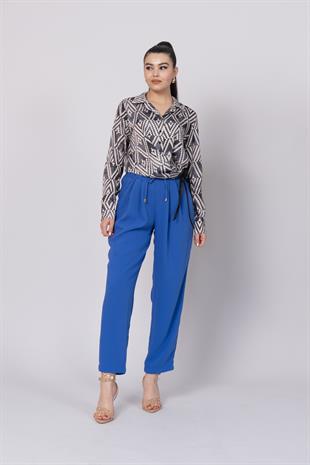 Ön Pile Ve Bağcıklı Beli Lastikli Pantolon 30244