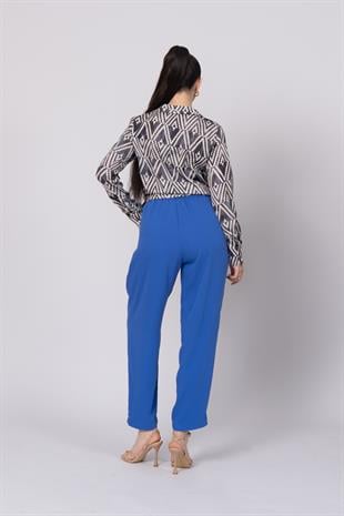 Ön Pile Ve Bağcıklı Beli Lastikli Pantolon 30244