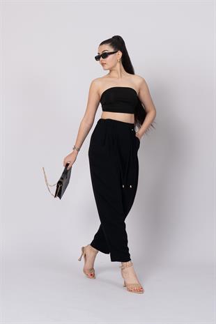 Ön Pile Ve Bağcıklı Beli Lastikli Pantolon 30244