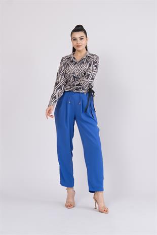 Ön Pile Ve Bağcıklı Beli Lastikli Pantolon 30244