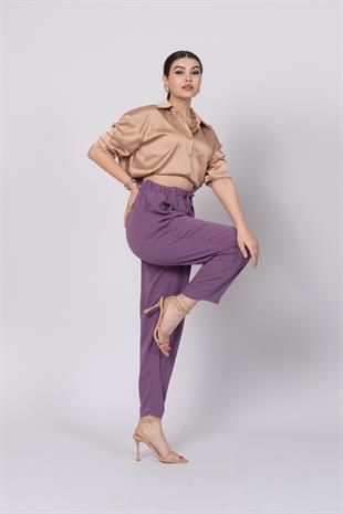 Ön Pile Ve Bağcıklı Beli Lastikli Pantolon 30244