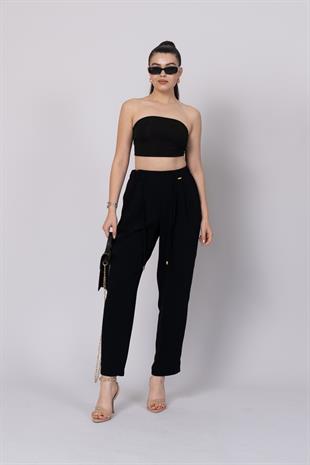 Ön Pile Ve Bağcıklı Beli Lastikli Pantolon 30244