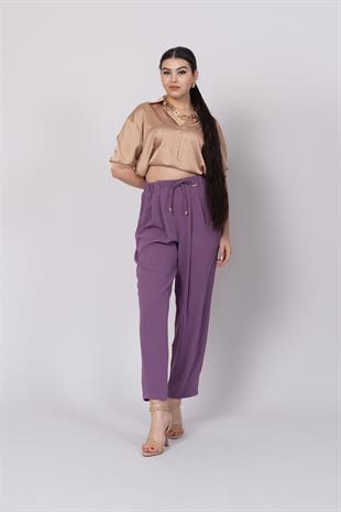 Ön Pile Ve Bağcıklı Beli Lastikli Pantolon 30244
