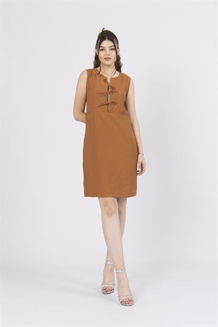 Ön Spagetti Detey Kurdeleli Viskon Kumaş Kısa Elbise 50286