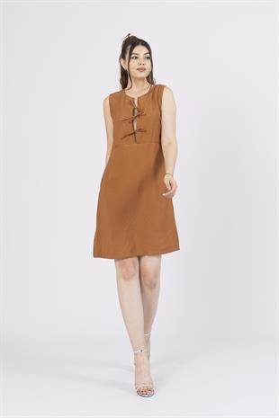 Ön Spagetti Detey Kurdeleli Viskon Kumaş Kısa Elbise 50286