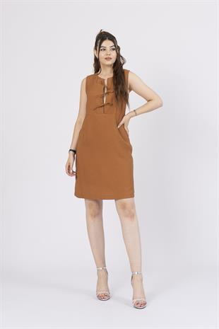 Ön Spagetti Detey Kurdeleli Viskon Kumaş Kısa Elbise 50286