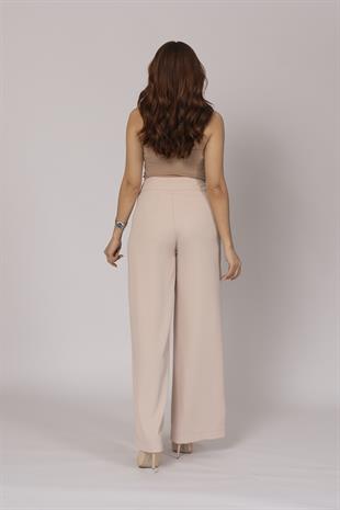 Ön Süs Cep Kapaklı Bol Paça Pantolon 30245