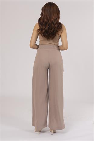 Ön Süs Cep Kapaklı Bol Paça Pantolon 30245