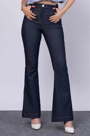 Ön Süs Cepli Düğme Detaylı Denim Likralı Pantolon 30173