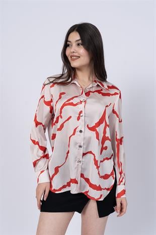 Önü Kısa Arkası Uzun Floş Viskon Gömlek 70017