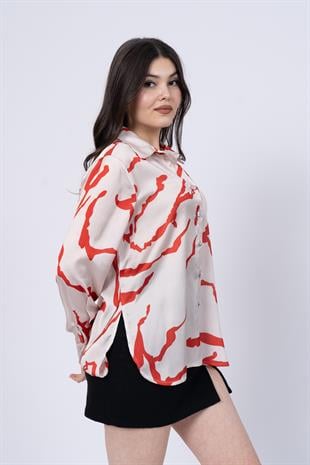 Önü Kısa Arkası Uzun Floş Viskon Gömlek 70017