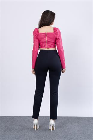 Önü Taş İşlemeli Çelik Örme Tayt Pantolon 30199