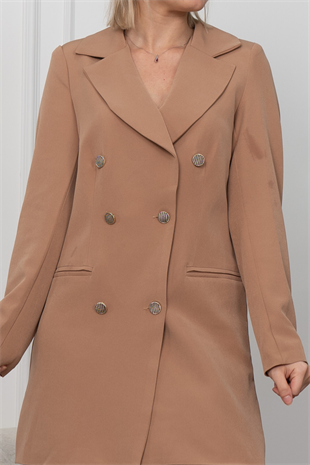 Premium Midi Boy Kruvaze Ceket Elbise 8605