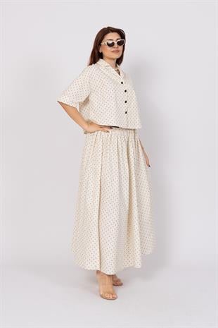 Puantiye Desenli Korsaj Etekli Takım 1210