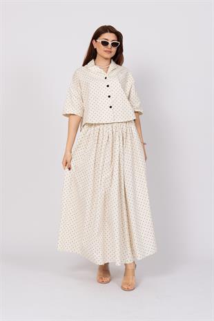 Puantiye Desenli Korsaj Etekli Takım 1210
