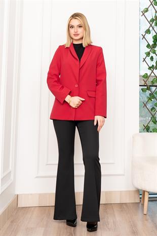 Şal Yaka Tek Düğme Cepli Astarlı Fit Ceket 8626