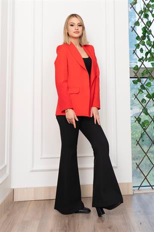 Şal Yaka Tek Düğme Cepli Astarlı Fit Ceket 8626