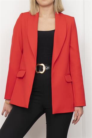 Şal Yaka Tek Düğme Cepli Astarlı Fit Ceket 8626