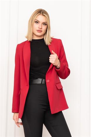 Şal Yaka Tek Düğme Cepli Astarlı Fit Ceket 8626